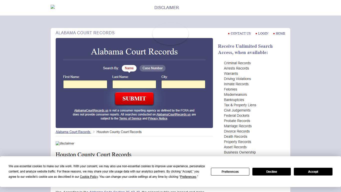 Houston County Court Records AlabamaCourtRecords.us